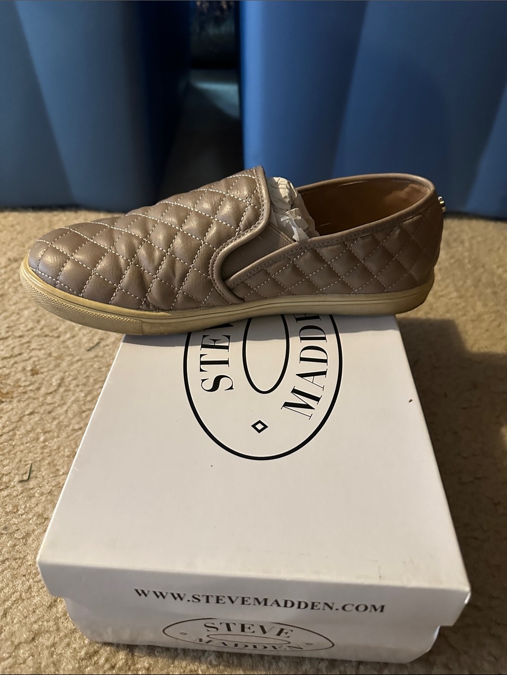 Steve Madden Quilted Taupe Slip-On Sneakers